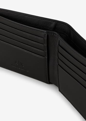 Armani Exchange Logo Smooth Leather Bifold Wallet, Black
